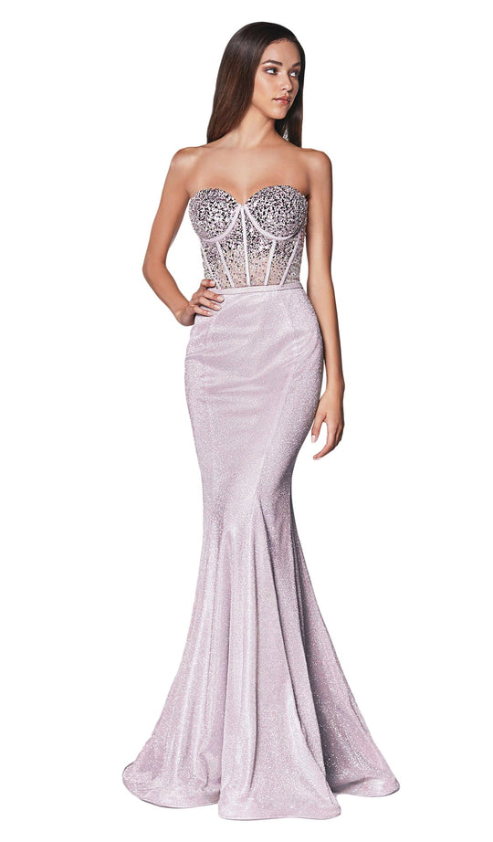 Cinderella Divine - CB0030 Beaded Sweetheart Corset Mermaid Dress In Pink