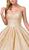 Dancing Queen - 1341 Strapless Sweetheart Bodice Glitter Ballgown In Gold