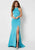 Studio 17 - 12677 Ladder Banded Racerback Jersey Gown In Blue