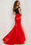 Studio 17 - 12678 Two Piece Beaded Off-Shoulder Satin Trumpet Dress In Black and Red