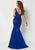 Studio 17 - 12679 Sequined Deep V-neck Tulle Trumpet Dress In Blue