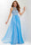 Studio 17 - 12681 Multi-Colored Beaded Illusion Halter Chiffon Dress In Blue