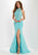 Studio 17 - 12682 Embellished High Halter Jersey Trumpet Dress In Blue