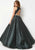 Studio 17 - 12684 Beaded Deep V-neck Shimmer Satin A-line Dress In Green