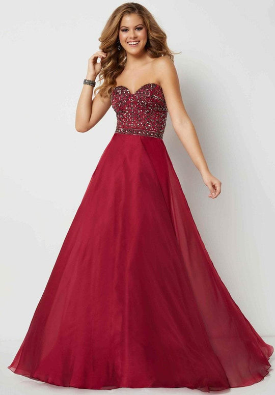 Studio 17 - 12688 Strapless Beaded Sweetheart Chiffon Dress In Red and Black