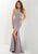 Studio 17 - 12689 Beaded Illusion High Halter Jersey Dress In Gray and Silver