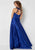 Studio 17 - 12693 Beaded Halter Satin A-line Dress In Blue