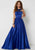 Studio 17 - 12693 Beaded Halter Satin A-line Dress In Blue
