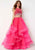 Studio 17 - 12694 Two Piece Embellished Illusion Halter Ballgown In Pink