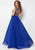 Studio 17 - 12696 Bedazzled Illusion Bateau Chiffon A-line Dress In Blue