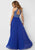 Studio 17 - 12698 Lattice Jeweled High Halter Chiffon Gown In Blue
