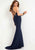 Studio 17 - 12700 Sleeveless Beaded Halter Glitter Jersey Dress In Blue