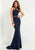Studio 17 - 12700 Sleeveless Beaded Halter Glitter Jersey Dress In Blue