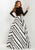 Studio 17 - 12701 Two Piece Lace Illusion Bateau Striped A-line Dress In Black and White