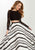 Studio 17 - 12701 Two Piece Lace Illusion Bateau Striped A-line Dress In Black and White