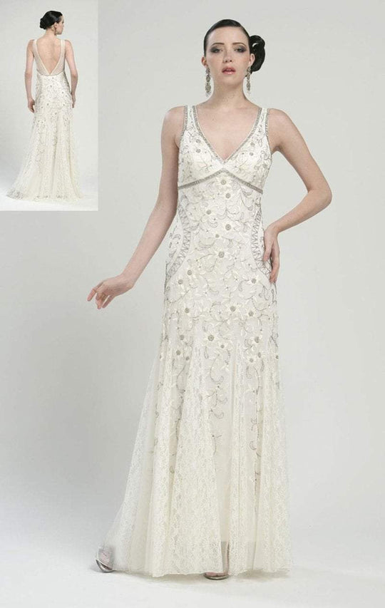 Sue Wong Sleeveless Embellished Long Dress N1118 - 1 pc Ivory in Size 6 available