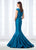 Cameron Blake - 118661 Cap Sleeve Pleated Stretch Satin Mermaid Gown  In Green
