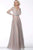 Jovani - 65658 Glittered V-Neck A-line Dress In Neutral and Silver