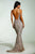 Tinaholy Couture - T17128 Sequin Mermaid Gown with Satin Skirt Overlay In Gold