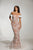 Tinaholy Couture - T1831 Off-Shoulder Web Mermaid Evening Gown In White and Neutral