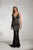 Tinaholy Couture - T1836 Sequined Deep V-neck Trumpet Dress In Blue and Neutral