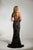 Tinaholy Couture - T1836 Sequined Deep V-neck Trumpet Dress In Blue and Neutral