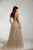 Tinaholy Couture - T1845 Floral Lace High Halter Dress With Overlay In Silver and Neutral