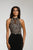 Tinaholy Couture - T1848 Applique Halter Mermaid Dress With Train In Black and Gold