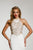 Tinaholy Couture - T1849 Gold Applique Halter Mermaid Dress With Train In White and Gold