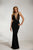 Tinaholy Couture - T1887 Beaded Deep V-neck Sheath Dress In Black