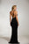 Tinaholy Couture - T1887 Beaded Deep V-neck Sheath Dress In Black