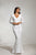 Tinaholy Couture - T1894 Long Sleeves V-Neck Evening Dress In White