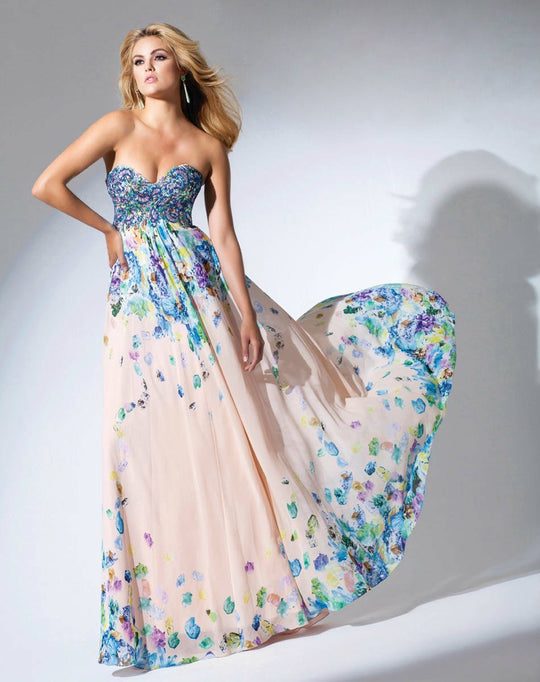 TB Evenings by Mon Cheri - TBE11540 Long Dress In Coral Multicolor