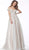 Jovani - 60698 Embroidered Plunging Off-Shoulder Ballgown In Neutral