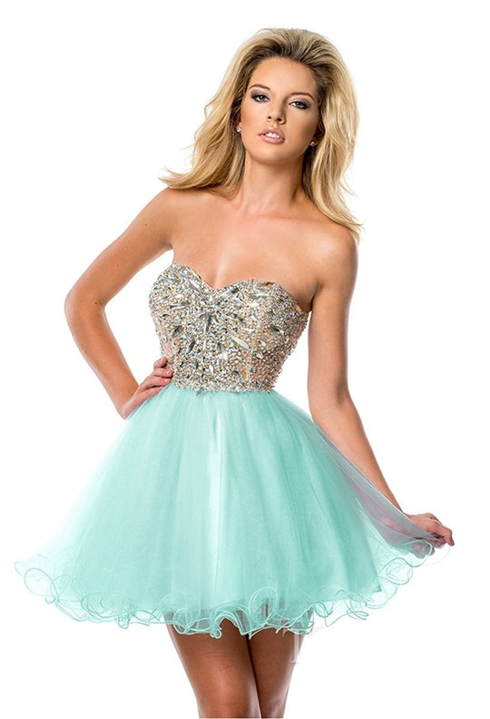 Terani Couture - 151P0005A Crystal Studded Sweetheart Cocktail Dress in Green
