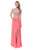 Terani Couture - 1611P0207 Strapless Beaded Foliage Chiffon Long Gown In Orange and Pink