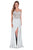 Terani Couture - 1611P0207 Strapless Beaded Foliage Chiffon Long Gown In Silver