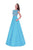 Tarik Ediz - Floral Cap Sleeves Ballgown 92696 in Blue