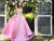 Tarik Ediz - Richly Beaded Pattern Bodice V-Neck Gown 93181 in Pink
