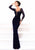 Tarik Ediz - 93334 Illusion Neckline Lace Embellished Evening Gown in Black and Blue