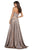 Sherri Hill - 52977 Long Surplice V-Neck High Slit Dress In Brown and Silver