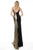 Jovani - 1700 V-neck Sheath Dress With Train In Black and Gold