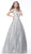 Jovani - 62739 Deep V-neck Brocade Ballgown In Silver