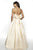 Blush by Alexia Designs - 5704 Sleeveless V-Neck Bow Accent Ballgown In Gold