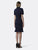 Tahari Asl - 8180M865 Short Sleeve Stand Collar Twill Crepe Skirt Suit In Blue