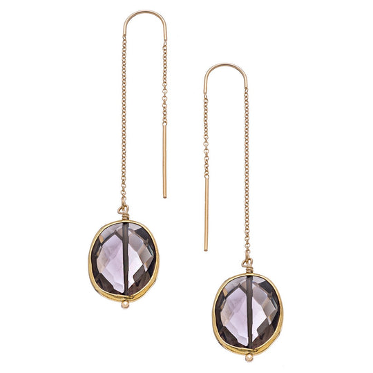Oval Gemstone Thread Thru Earrings