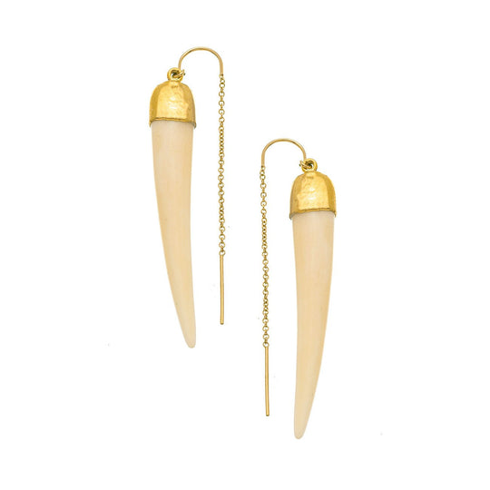 Bone Tusk Thread Thru Earrings