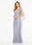 Cameron Blake - 219679 V-Neck Short Sleeves Lace Dress In Gray