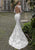 Tarik Ediz - 50409 Sheer Long Sleeve Jewel Neck Mermaid Dress In White