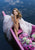 Tarik Ediz - Floral Lace A-line Dress With Slit 50416 In White